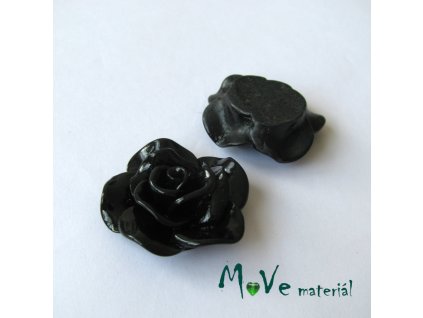 Kabošon květ lesklý B1 - resin - 1ks, černý
