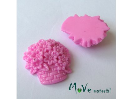 Kabošon košík lesklý - resin - 1ks, růžový
