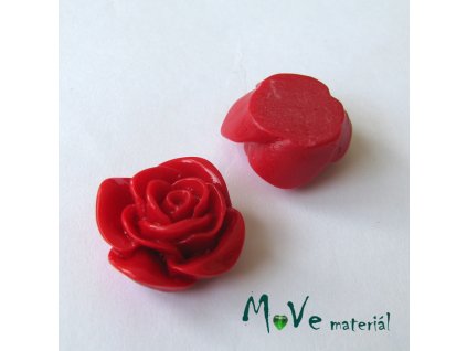 Kabošon -růže - lesklý resin B7 - 2ks, červený