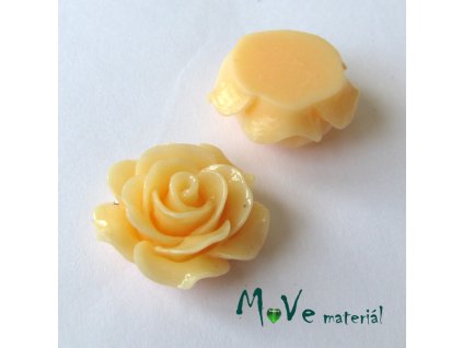 Kabošon růžička lesklá B2 - resin - 2ks, meruňkový