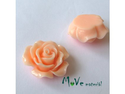 Kabošon růžička lesklá B2 - resin - 2ks, lososový