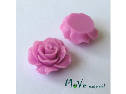 Kabošon růžička lesklá B2 - resin - 2ks, růžovofial.