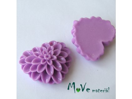 Kabošon srdce lesklý - resin - 1ks, fialový