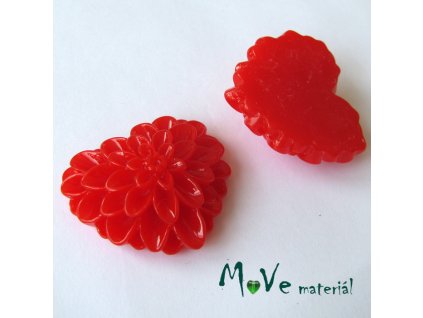 Kabošon srdce lesklý - resin - 1ks, červený