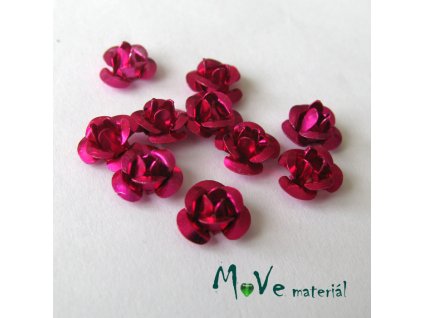 Korálek růžička 6mm, 10ks tmavě růžová