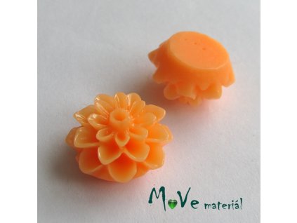 Kabošon květ lesklý A7- resin - 2ks, meruňkový