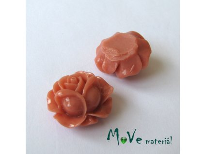 Kabošon B3 -růžička - lesklý resin - 2ks, starorůžový