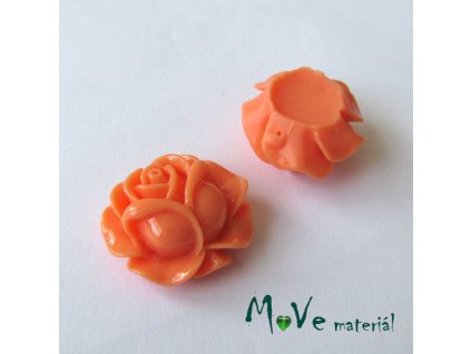 Kabošon B3 -růžička - lesklý resin - 2ks, lososový