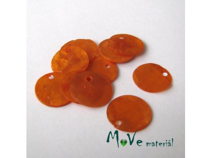 Perleťové penízky 13mm, 10ks, oranžové