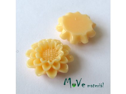 Kabošon lesklý květ B4 - resin - 2ks, meruňkový
