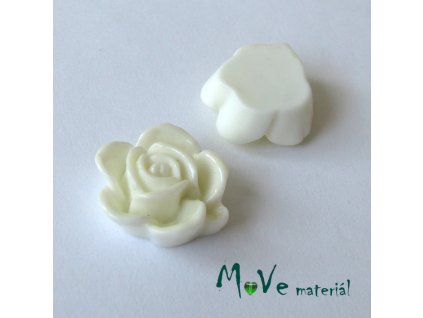 Kabošon květ lesklý B5 - resin - 2ks, bílý