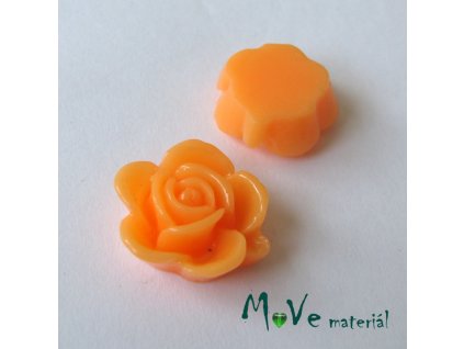 Kabošon květ lesklý B5 - resin - 2ks, sv. losos