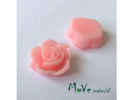 Kabošon květ lesklý B5 - resin - 2ks, sv. růžový