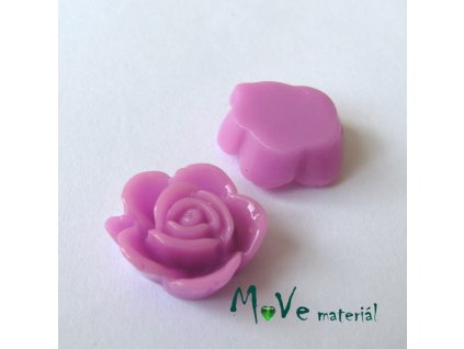 Kabošon květ lesklý B5 - resin - 2ks, růžovofialový