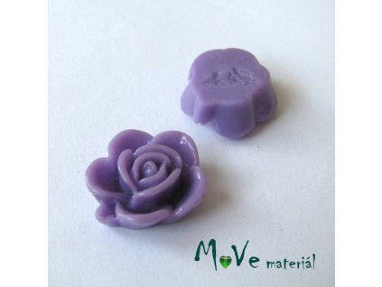 Kabošon květ lesklý B5 - resin - 2ks, fialový