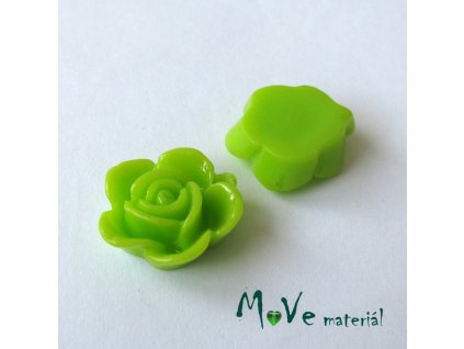 Kabošon květ lesklý B5 - resin - 2ks, sv. zelený