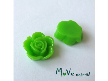 Kabošon květ lesklý B5 - resin - 2ks, hráškový