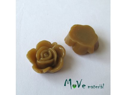 Kabošon květ lesklý B5 - resin - 2ks, sv. hnědý