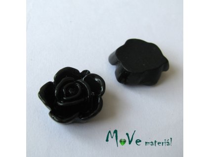 Kabošon květ lesklý B5 - resin - 2ks, černý