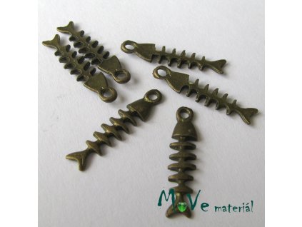 Přívěsek KOSTRA 24x5mm, 2ks, staromosaz