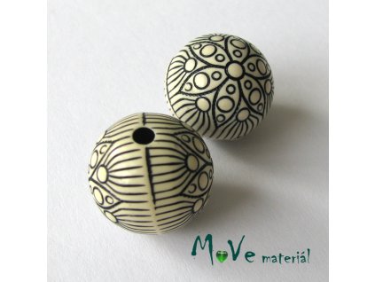 Akrylový korálek kulička, 2ks, modročerná