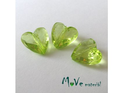 Korálek plast srdíčko 12x12,5x8mm, 4ks, s. zelené