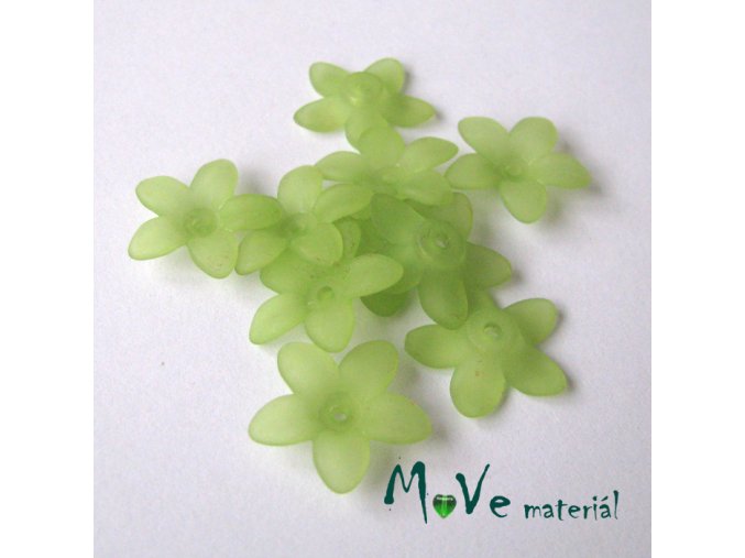 Akrylové transparentní květy 17x4mm, 10ks, zelené