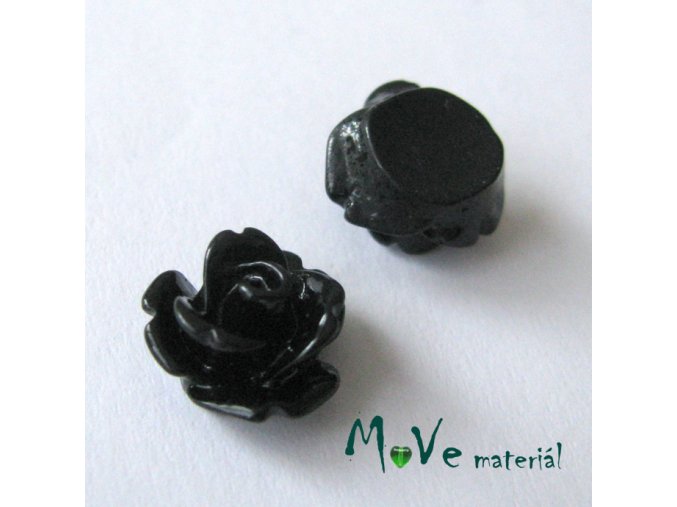 Kabošon květ lesklý C4 - resin - 2ks, černý