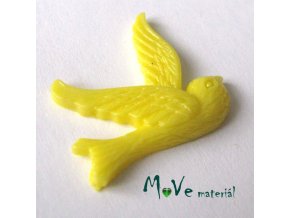 Kabošon ptáček - resin - 1ks, sv. žlutý