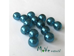České voskové perle 10mm,14ks, tyrkysové