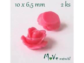 Kabošon květ lesklý C4 - resin - 2ks, růžový