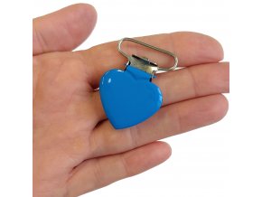 Šlový závěs lakovaný srdce 25mm, modrý - 1ks