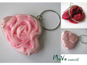 Slavnostní kabelka s růží saténová růžová