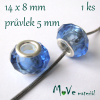 Korálek skleněný s šir.průvlekem 1kus, modrý