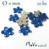 Květina plast 11mm našívací 10 ks stř. modrá