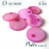 Perleťová placička 10x1,5-2mm 6ks, růžová