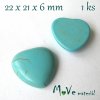 Kabošon přírodní kámen - srdce 22x21x6mm, 1ks, tyrkenit