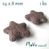 Lávový korálek hvězda 24x8mm, 1ks, fialovohnědá