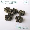 Korálek kovový kytička 7x3,5mm/6ks, staromosaz