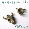 Přívěsek LEBKA 15x13x4,5mm/2ks,staromosaz