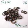 Dvojitý kroužek průměr 5mm, 3g/cca 34ks, staroměď