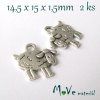 Přívěsek OVEČKA 14,5x15x1,5mm/2ks,starostříbro