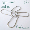 Naušnicové háčky 25x12mm 4ks (2páry), ocel