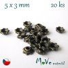 Kaplík 5x3mm, 20ks, staromosazný