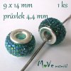 Korálek s šir.průvlekem pryskyřičný/1kus, tyrkysový