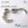 Kovový přívěk s šir. průvlekem 1kus, měsíc