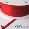 Stuha atlasová jednolící 3mm, 1m, červená