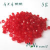 Korálek plast - sluníčko 4x4mm, 5g, červené