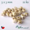 České korálky - Dvoudírkové KOSOČTVERCE 5x3mm, 22ks, travertinové