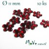 Květina plast 11mm našívací 10 ks tm. červená